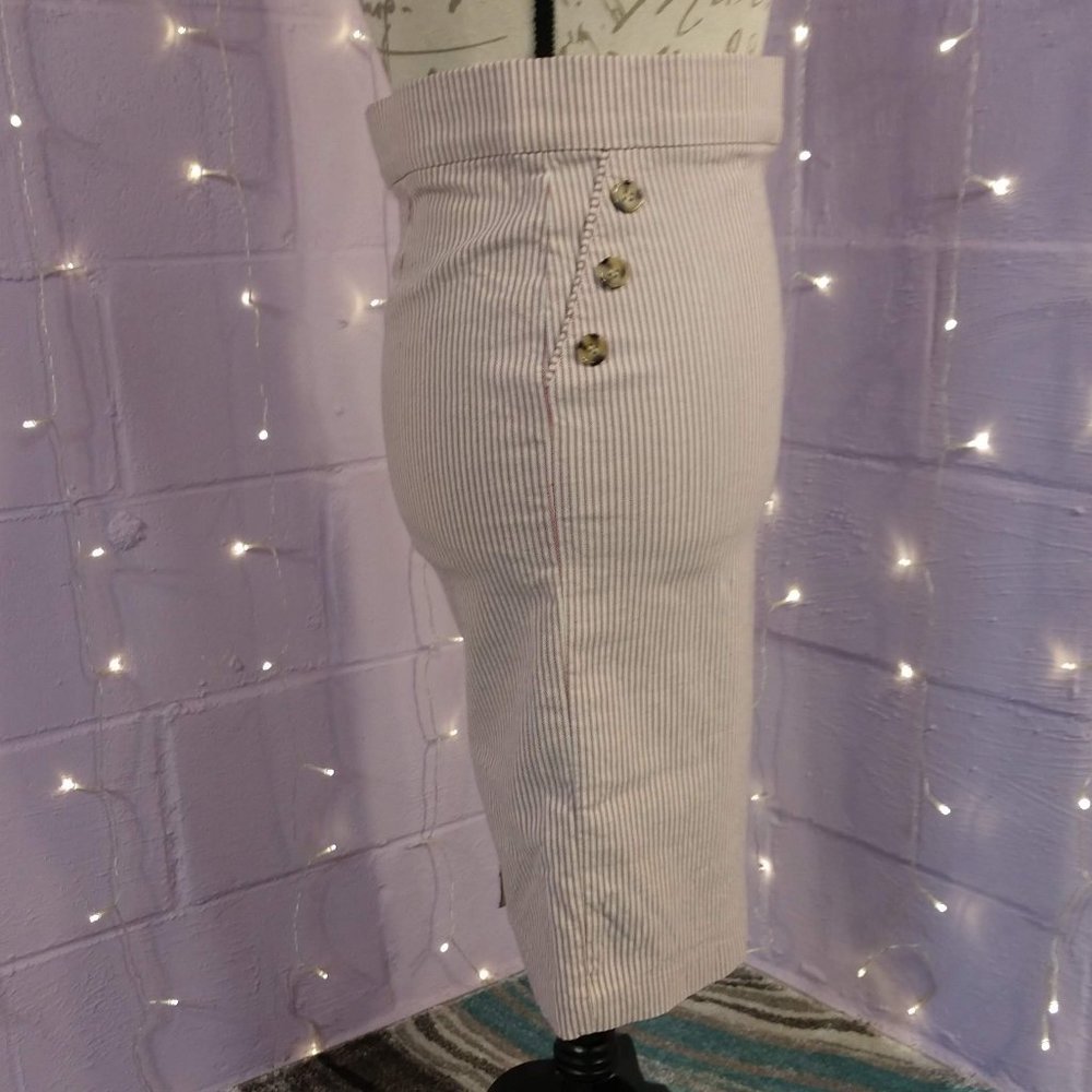 Linda Matthews Stretch Striped Pencil Skirt - Picture 5 of 7